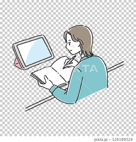 ICT端末を使った学習・女性 126189329