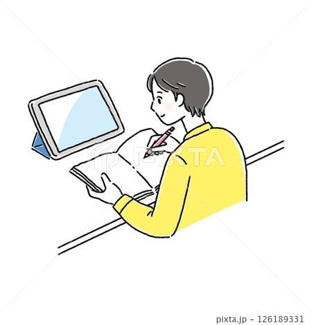 ICT端末を使った学習・男性 126189331