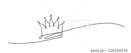 Continuous Thin Line Crown, Minimalist Crowns Drawing, One Line Art King Symbol 126189576