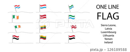 Single line national flag, Gabon, Hungary, Bulgaria, Bolivia, Armenia, Romania one line symbol 126189588