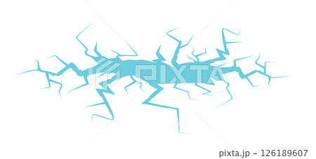 Ice crack icon. Hole in glacier, broken iceberg, glass damage symbol top view, cracked egg effect 126189607