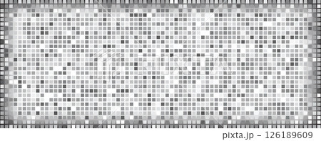 Disco ball seamless pattern. Disco party glitter silver background, sparkle mosaic tile 126189609