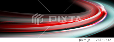 Light speed background with car motion line blur effect, fast trail streaks across a road race track 126189632