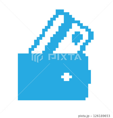 Credit card pixel icon, 8 bit payment illustration, retro style blue banking symbol Credit card pixel icon, 8 bit payment illustration, retro style blue banking symbol 126189653