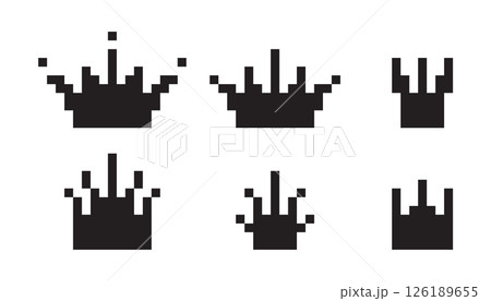 Pixel art crown, 8 bit king icon, retro style queen symbol, minimalist princess tiara mosaic Pixel art crown, 8 bit king icon, retro style queen symbol, minimalist princess tiara mosaic 126189655