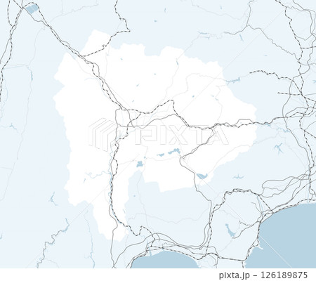 日本の山梨県と隣接する都道府県を含む、シンプルなロードマップ 日本の山梨県と隣接する都道府県を含む、シンプルなロードマップ 126189875