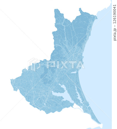 日本の茨城県の水色の衛星写真風イラスト 126190041