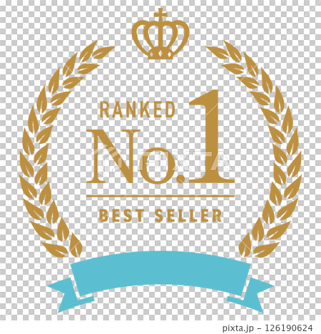 Crown and ribbon ranking frame 2 [gold and blue] / No.1 126190624
