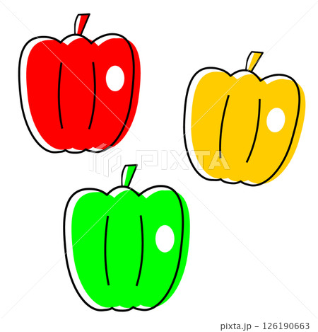 手描き風かわいいピーマン イラスト アイコン 126190663