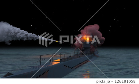 ミサイル攻撃される潜水艦 126191059