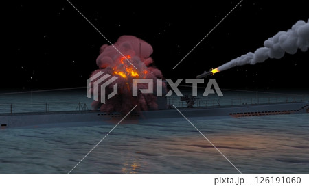ミサイル攻撃される潜水艦 126191060