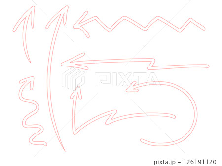 ピンクの手描き矢印セット 126191120