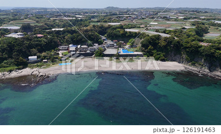 大浦海水浴場（空撮） -　神奈川県三浦市,日本 126191463