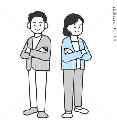 腕組みをして立つ男女のイラスト ベクター 腕組みをして立つ男女のイラスト ベクター 126191554