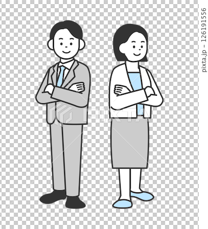 向量圖的一名男子和一名女子交叉雙臂站立 126191556