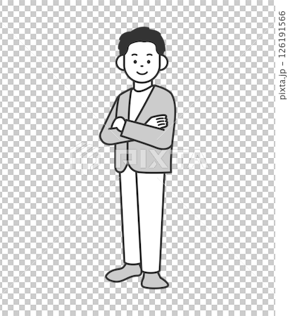 腕組みをするビジネスマンのイラスト ベクター 腕組みをするビジネスマンのイラスト ベクター 126191566
