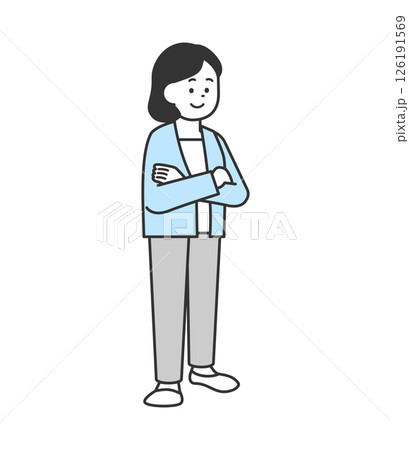 腕組みをする女性のイラスト ベクター 腕組みをする女性のイラスト ベクター 126191569