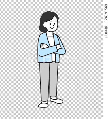 一位雙臂交叉的女士的向量插圖 一位雙臂交叉的女士的向量插圖 126191569