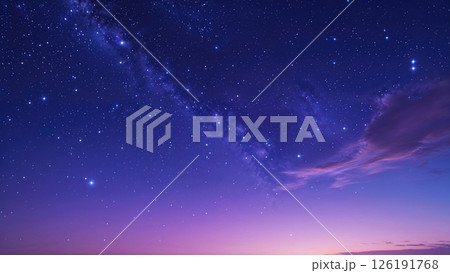 雲の向こうに見える星空と天の川、夜景 126191768