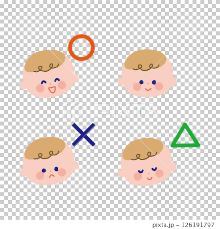 正確和錯誤的符號和娃娃臉圖標 126191797