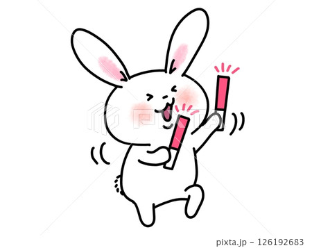 ペンライトで推し活をするうさぎさん　ピンク担当 126192683