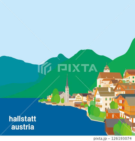 ハルシュタット　hallstatt　salzkammergut　ザルツカンマ―グート　春風景 126193074