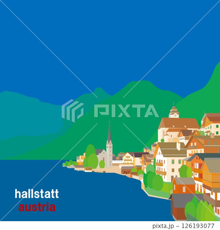 ハルシュタット　hallstatt　salzkammergut　ザルツカンマ―グート　春風景 126193077