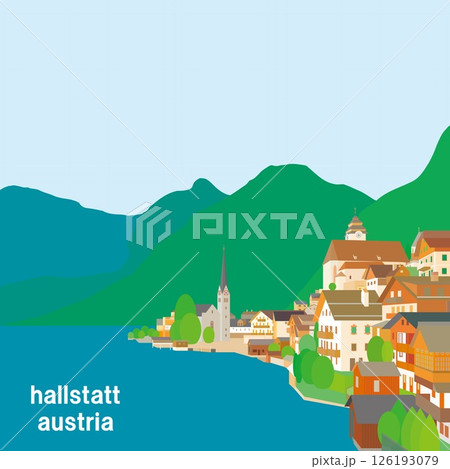 ハルシュタット　hallstatt　salzkammergut　ザルツカンマ―グート　春風景 126193079