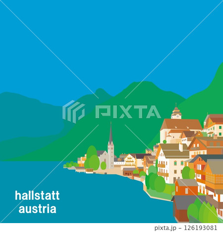 ハルシュタット　hallstatt　salzkammergut　ザルツカンマ―グート　春風景 126193081