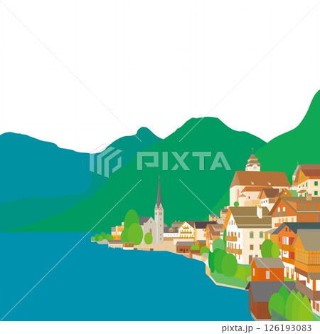 ハルシュタット　hallstatt　salzkammergut　ザルツカンマ―グート　春風景 126193083