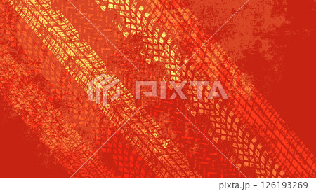 オレンジ系グランジタイヤ跡の背景ベクター 126193269