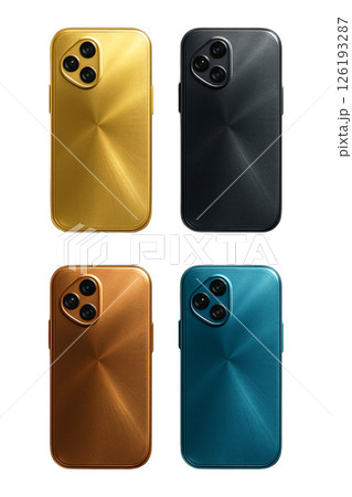 モダン 4色メタリックスマートフォン フラット 126193287