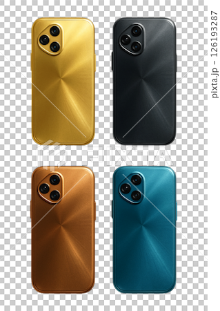 モダン 4色メタリックスマートフォン フラット 126193287
