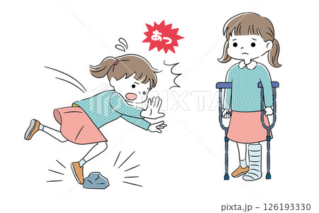 転けて怪我した女児イラスト4C 転けて怪我した女児イラスト4C 126193330