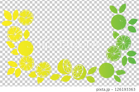 柑橘のグラデーションフレーム｜手描き・版画風 126193363