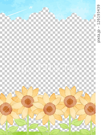 ひまわりの咲く夏の風景イラスト 126193439