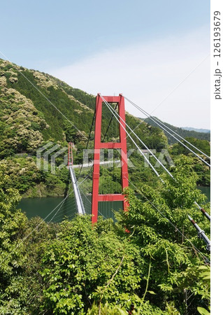 【日高川町　日本一のヤッホーポイント「グリーンパーク椿山」椿山レイクブリッジ】 126193679