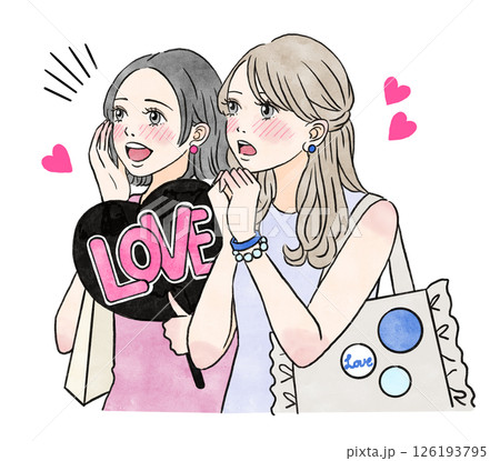 推し活をする女の子のピンクとパープル系のイラスト 126193795