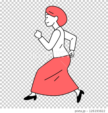 走るカジュアルな女性（横向き） 126193822