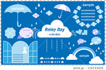雨の日のあしらいフレームイラストセット 126193826