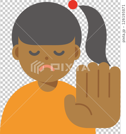 Illustration of a woman refusing with her eyes closed Illustration of a woman refusing with her eyes closed 126193871