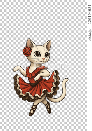 貓咪在舞台上跳佛朗明哥舞，邊緣剪紙生成式人工智慧 126194681