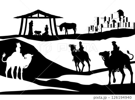 Christmas Nativity Scene Bethlehem Manger Wise Men 126194940