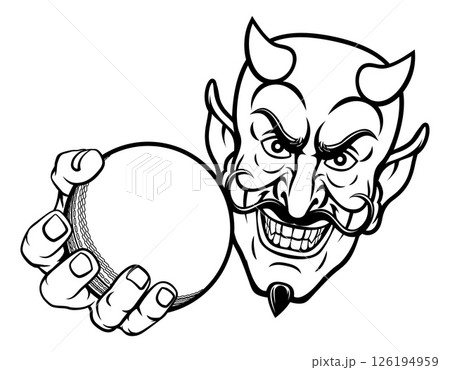 Devil Satan Cricket Sports Mascot Cartoon 126194959