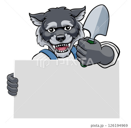 Gardener Wolf Cartoon Tool Handyman Mascot 126194969
