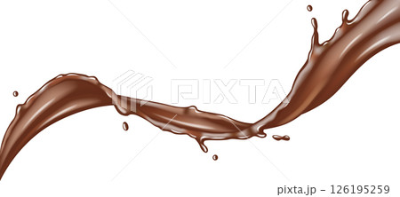 Flowing Stream of Chocolate on White Background Flowing Stream of Chocolate on White Background 126195259