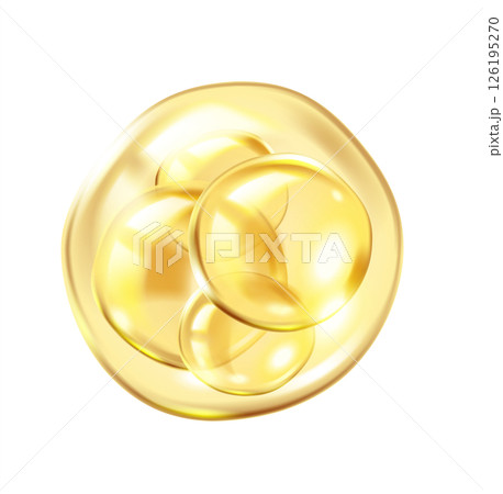 Golden collagen molecules inside bubble illustration 126195270