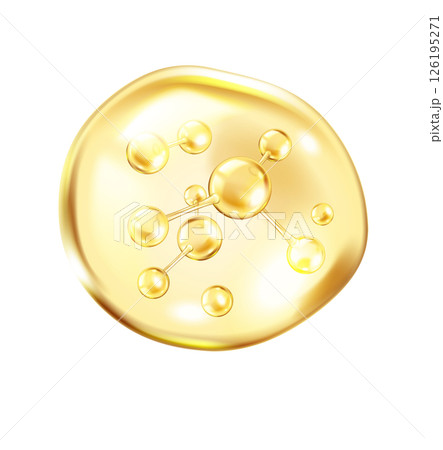 Golden collagen molecules float inside bubble illustration 126195271