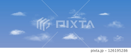 Soft Fluffy Clouds in Bright Blue Sky 126195286