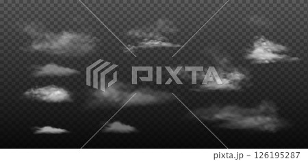 Set of Realistic Cloud on Transparent Background 126195287